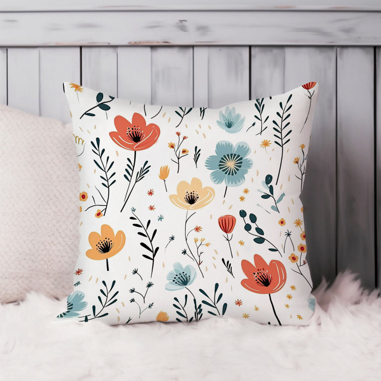 Floral Polyester Pillow Cover